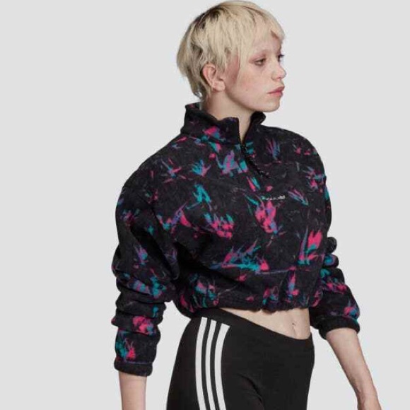 ADIDAS 1/4 ZIP FLEECE CROPPED JACKET💖 - Picture 14 of 15